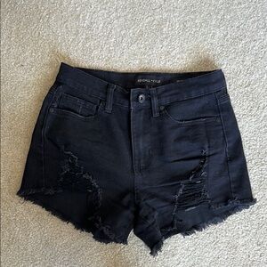 Kendall & Kylie Black Distressed Women Shorts